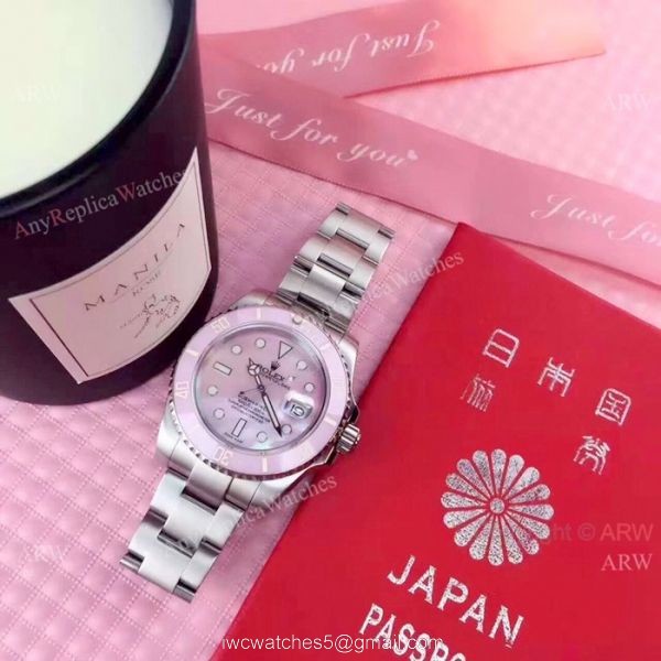 Replica Pink Rolex Submariner Stainless Steel Pink MOP dial Watch 4