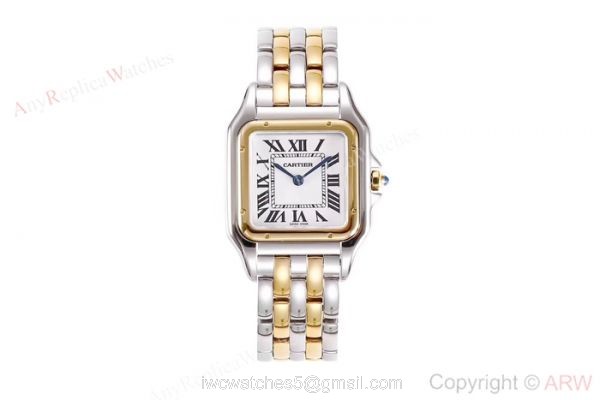 Copy Panthere De Cartier 2-Tone White Dial Watch Swiss Quartz Movement 4