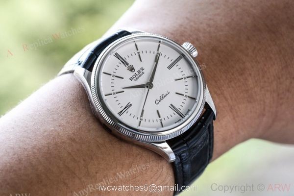 Swiss 3132 Rolex Geneve Cellini Time SS White Dial Watch 4