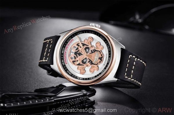 Replica Pagani Design Rose Gold Bezel Skeleton Skull Face Watch 4