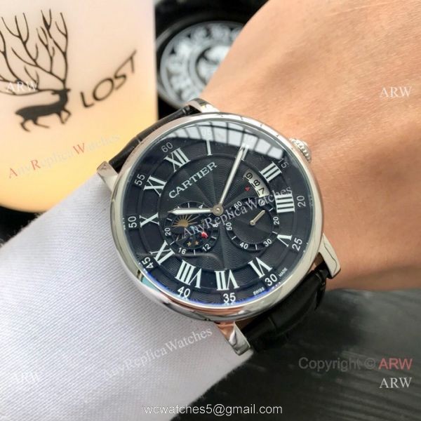 Copy Cartier Rotonde De Stainless Steel White Dial 42mm Watch 4