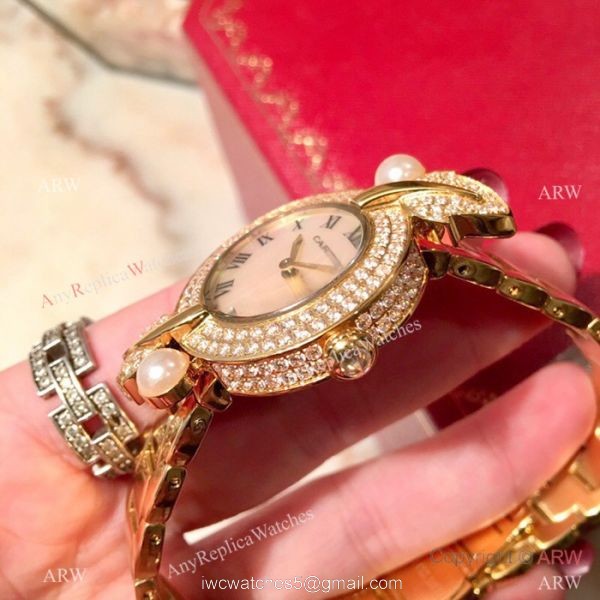 Swiss Quality Cartier Sapphire glass Yellow Gold Watch 33mm 4