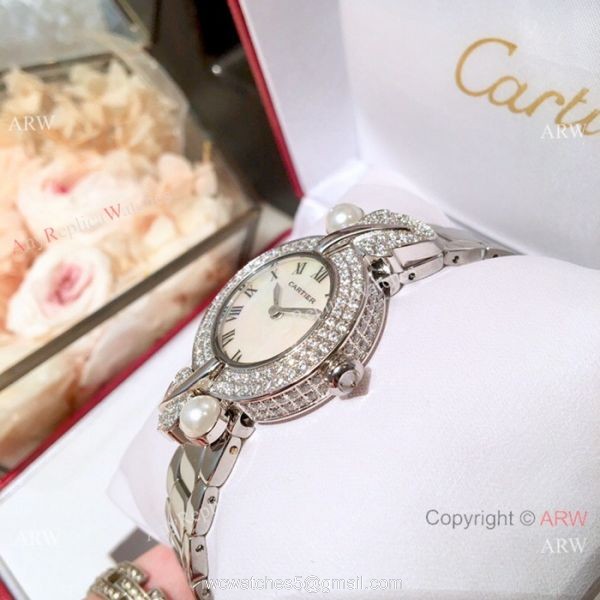 Copy Cartier Women Watch Stainless Steel Sapphire glass Swiss Quality 4