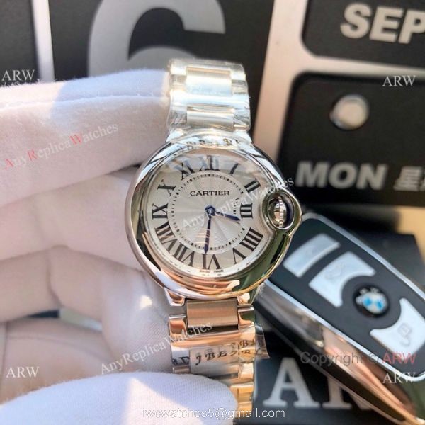 Cartier Watch Replica Ballon Bleu 28mm Stainless Steel White MOP Face 4