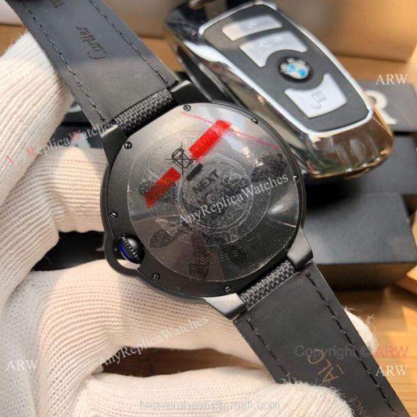 Replica Ballon Bleu De Cartier Asia 8215 Watch PVD Case Leather Band 4