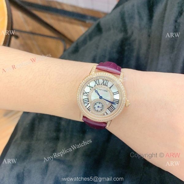 Cartier fashion watches for Women Gold Diamond Case 4