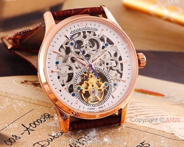Fake Jaeger-LeCoultre Master Ultra Thin Tourbillon Watches SS Skeleton Dial 4