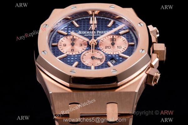 BF Factory Audemars Piguet Royal Oak Blue Dial Rose Gold Replica Watch 4