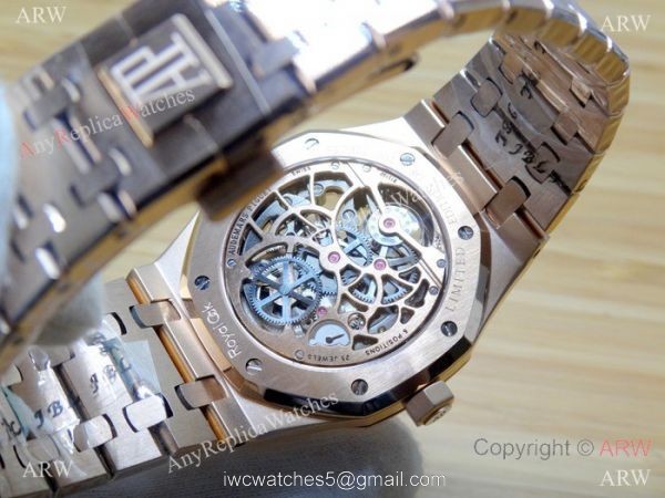 JF Fake Audemars Piguet Royal Oak Rose Gold Skeleton Watch 4
