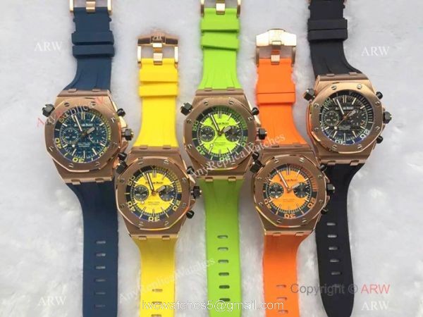 Japan Grade Royal Oak Offshore Diver Chronograph Watch Rose Gold Black Face 42mm 4