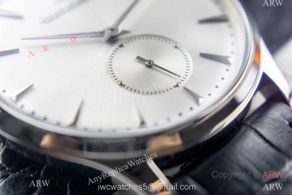 Swiss Replica Jaeger-LeCoultre Master Watch Silver Face Black Leather Strap 4