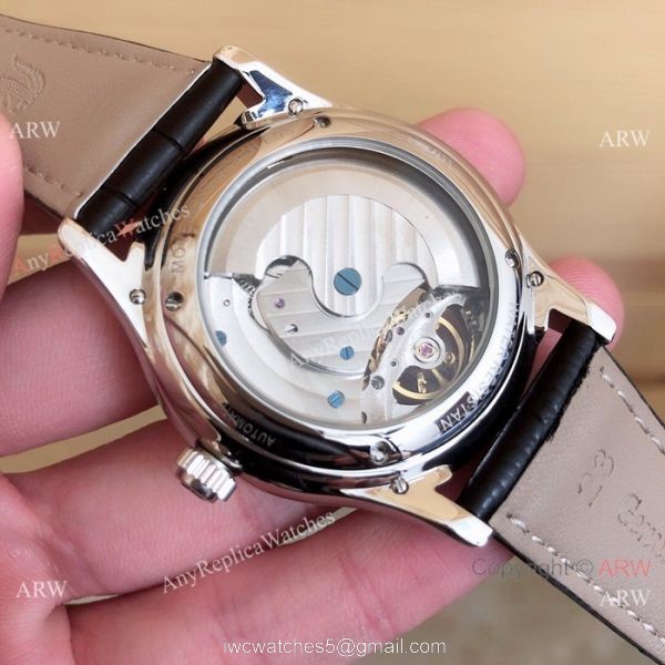 Fake Jaeger LeCoultre Master Tourbillon Moonphase Watch Black Leather Band 4