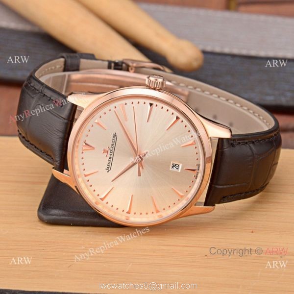 Best Copy Jaeger-LeCoultre Master Rose Gold Silver Face Watch Simple Design 4