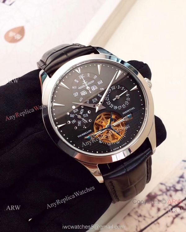 Jaeger-LeCoultre Perpetual Calendar Copy Watches SS Black Dial 4