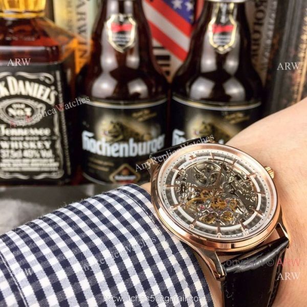 Best Quality Replica Jaeger-LeCoultre Skeleton Rose Gold Men Watch 4