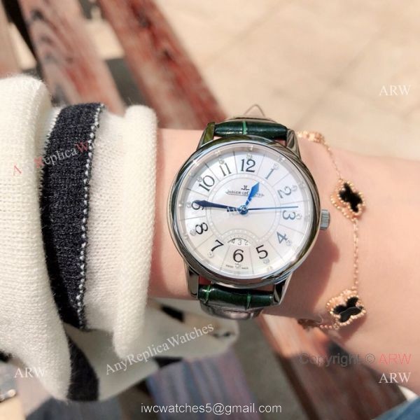 Copy Jaeger-LeCoultre Rendez Vous 33 Watch Green leather Strap 4
