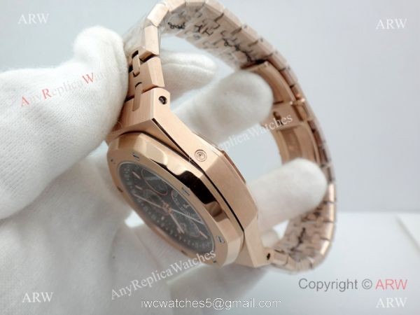 Fake Audemars Piguet Perpetual Calendar Rose Gold Black Watch Low Price 4