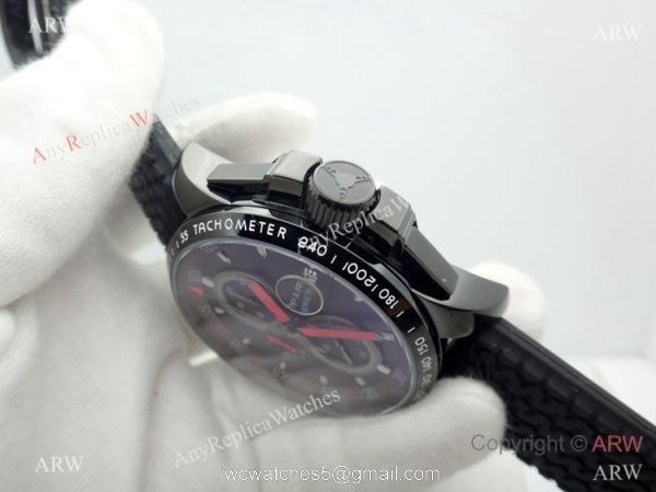 Fake Chopard Alfa Romeo Chronograph Black Dial Watch Red Hands 4