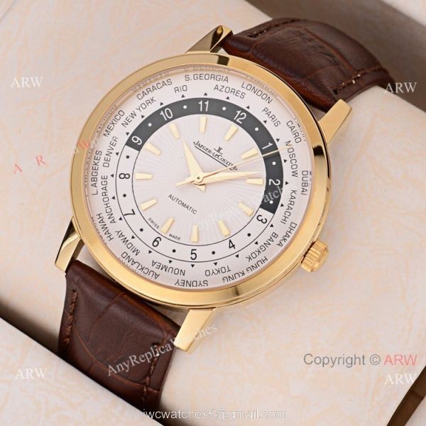 2019 Copy Jaeger LeCoultre Master White Dial Black Leather Strap Watch 4