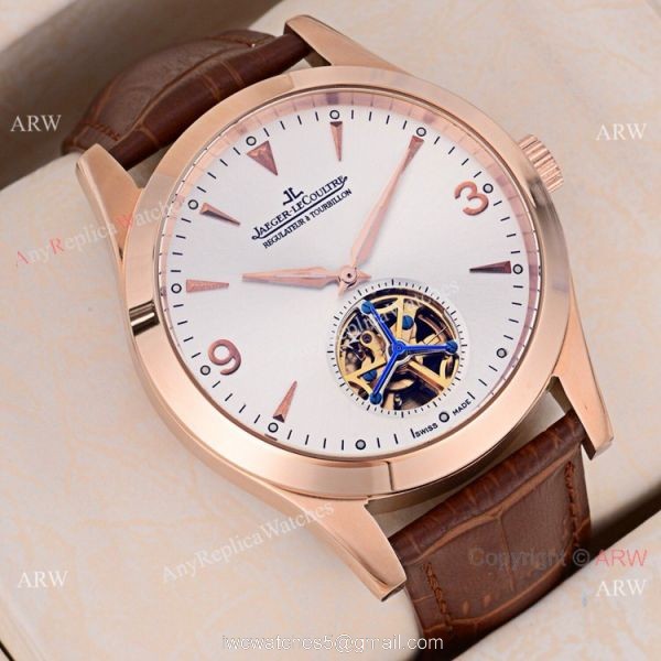 Fake Jaeger-LeCoultre Flying Tourbillon Rose Gold Arabic Watch 43mm 4