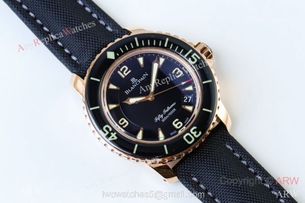 Swiss Grade Blancpain Fifty Fathoms Automatique Rose Gold Watch Best Replica 1:1 4