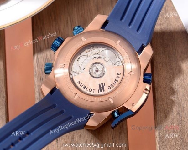 2019 Replica Hublot Big Bang Perpetual Calendar watch Rose Gold Blue Face 4