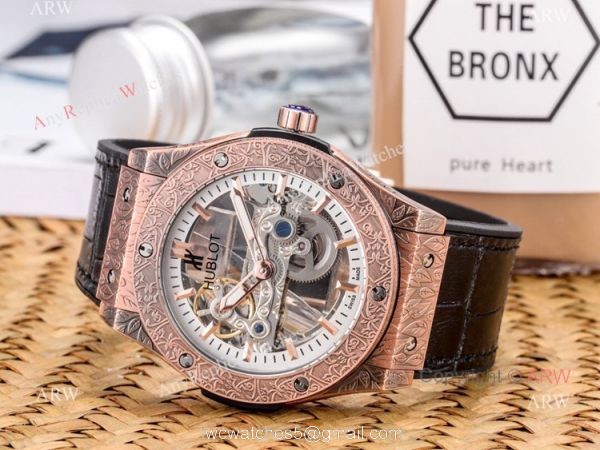 Copy Hublot Classic Fusion Tattoo Wristwatch Black Gummy Strap 4