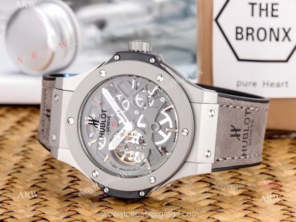 Fake Hublot Classic Fusion Rose Gold Skeleton Wristwatch 45mm 4