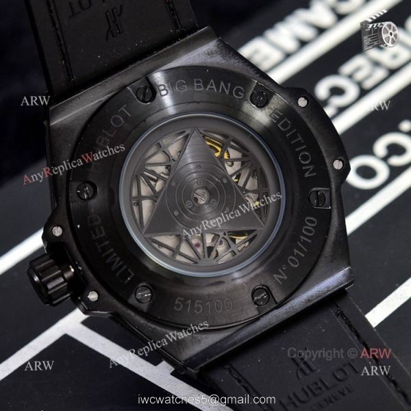 Hublot Big Bang Sang Bleu All Black Red 43mm Mens Watch Replica 4