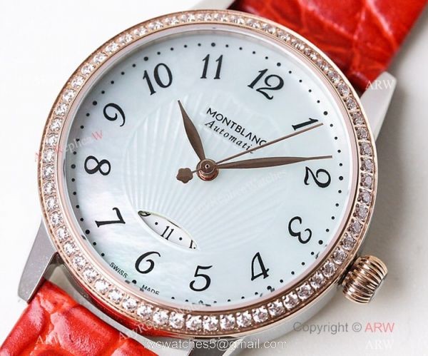 Swiss Fake Montblanc Boheme Date 33mm Watch Rose Gold Bezel MOP Dial 4