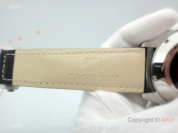 Copy Tag Heuer Carrera Chronograph Watch SS Black Leather Strap 4