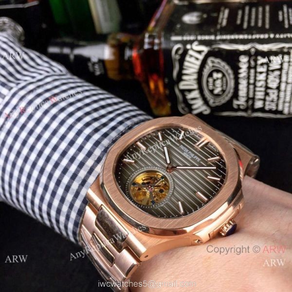 Best Replica Patek Philippe Tourbillon Watches 40mm Rose Gold and White 4