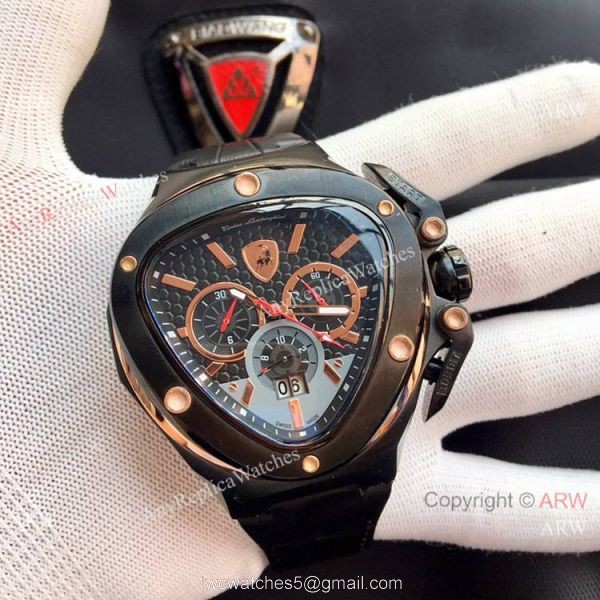 High Quality Tonino Lamborghini Spyder 1000 watch SS Black Leather Band 4