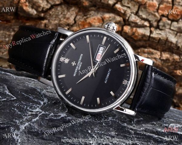 Copy Vacheron Constantin Geneve automatic Watch Stainless Steel Black Face 4
