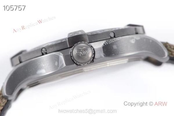 GB Swiss Replica Breitling Avenger blackbird V2 Watch Titanium Case Green Strap 4