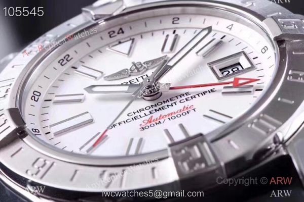 GF Factory Copy Breitling Avenger II GMT Watch SS Black Rubber Strap 4