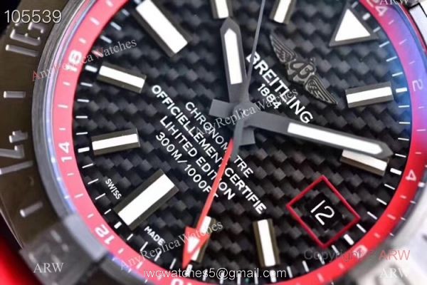 GF Swiss Grade Replica Breitling Avenger II GMT Watch SS Red Rubber Strap 4