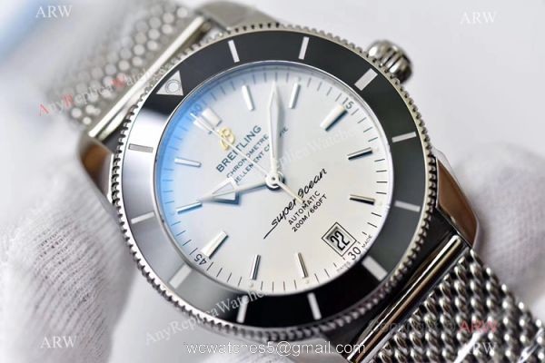 (GF) Replica Breitling Superocean Heritage II SS White Dial Black Ceramic Watch 42mm 4