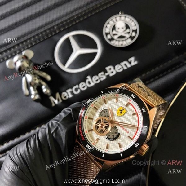Copy Ferrari Gran Premio Automatico Men Watch Rose Gold White Dial 4