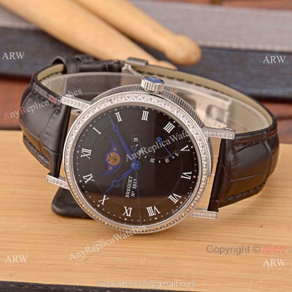 New Copy Breguet Classique Moonphase Stainless Steel Diamonds Watches For Sale 4