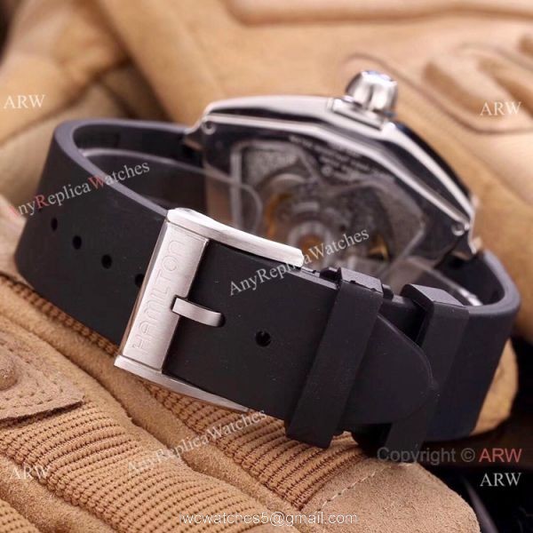 Buy Replica Hamilton Ventura XXL Auto Elvis Anniversary Watch SS Black Rubber Strap 4