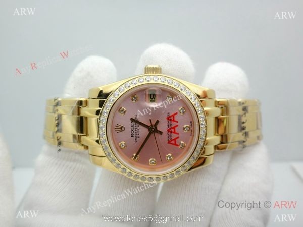 High Quality Rolex Masterpiece All Gold Pink Dial Watch 34mm 4