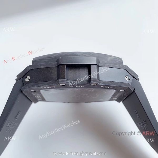 Swiss Grade Copy Hublot Spirit of Big Bang Tourbillon Carbon Watch Red Rubber Strap 4