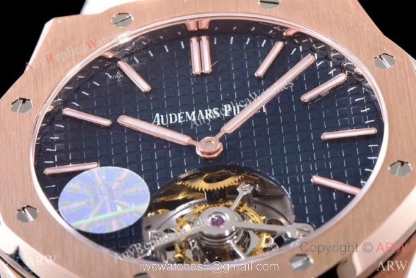 JF Replica Audemars Piguet Royal Oak 26510 Watch Rose Gold Blue Face 41mm 4