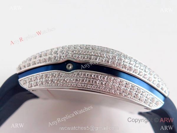 Swiss Clone Franck Muller Vanguard Yachting Blue Dial diamond Watch 7750 Movement 4