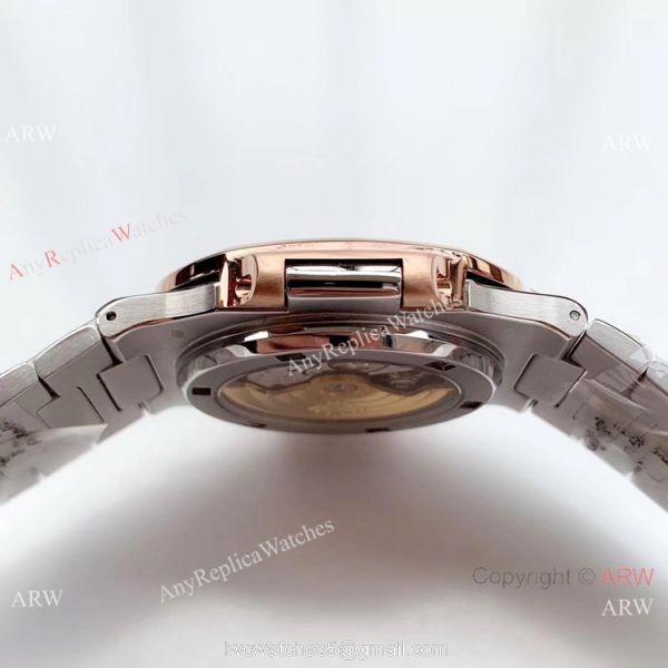 Swiss Grade One Copy Patek Philippe Nautilus watch 2-Tone Rose Gold Blue Dial 4