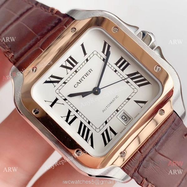 Swiss Grade Copy Cartier Santos HBBv6 Automatic Watch Two Tone Rose Gold 4