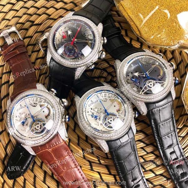 Bubble Chronograph Corum Watch Diamond Case Black Dial 4