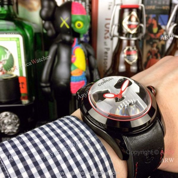 New Replica Corum Bubble Skull Tourbillon Watch Black Blue 4
