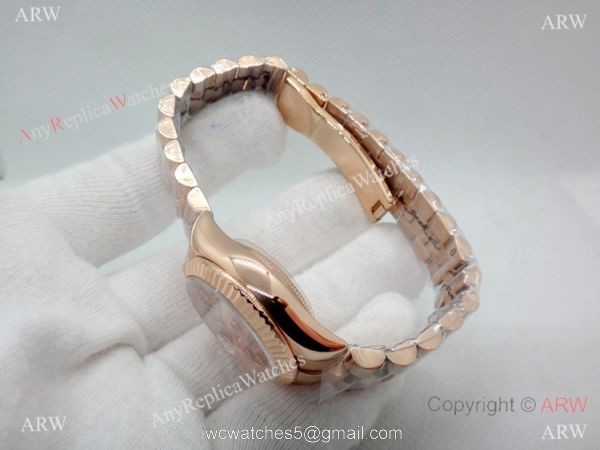 Rose Gold Rolex Presidential Replica Watch 28mm Women 4